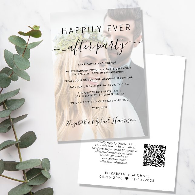 Lyckligtvis allt efter att fotopatoden har tagits  inbjudningar (An chic Happily Ever After Party all-in-one invitation for your wedding reception celebration)