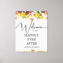 Lyckligtvis allt efter Blommigten välkomnar Bröllo Canvastryck