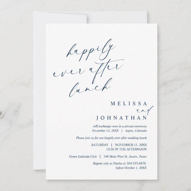 Lyckligtvis allt efter Bröllop Lunch Firande Inbjudningar (Framsida)