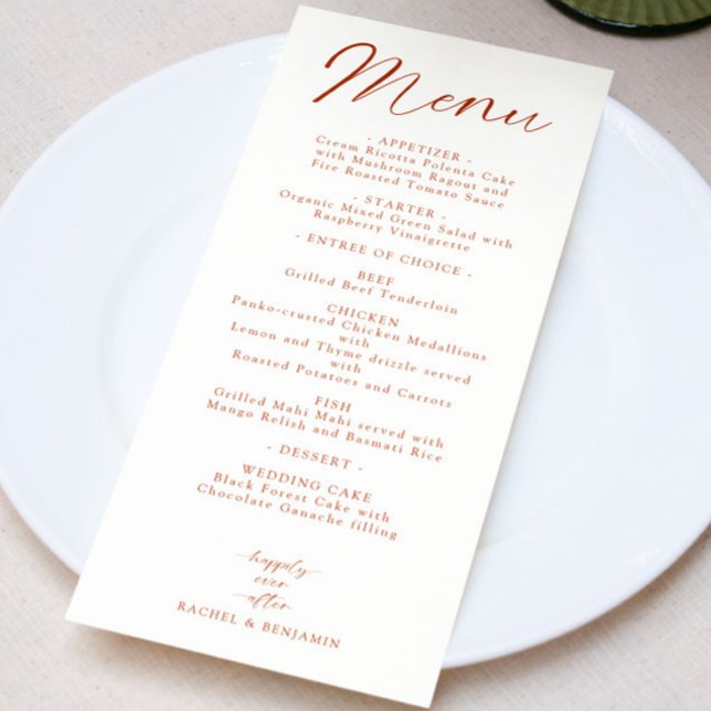 Lyckligtvis allt efter Bröllop Menu Elegant Boho Meny (Skapare uppladdad)