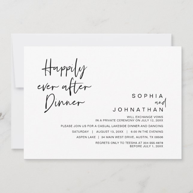 Lyckligtvis allt efter Bröllop middag, svart och v Inbjudningar (Framsida)