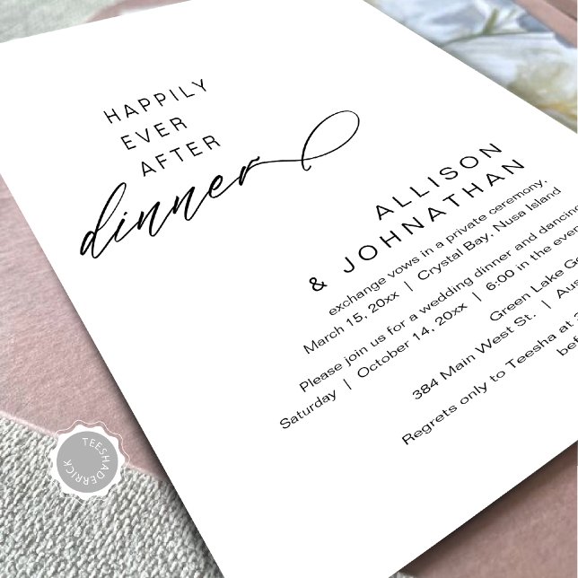 Lyckligtvis allt efter dagens moderna Bröllop-utlo Inbjudningar (Happily Ever After Dinner, Modern Minimalist Wedding Celebration, Digital Download Invites.)
