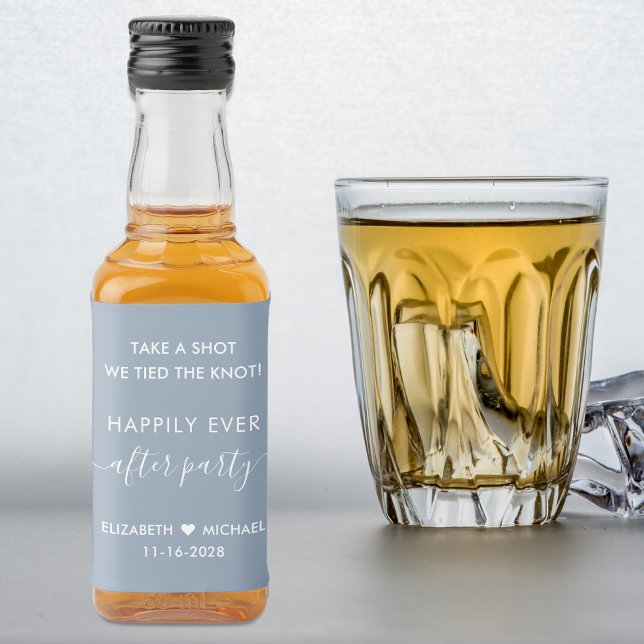 Lyckligtvis allt efter Dusty Blue Wedement Recepti Spritflaskor Etikett (Skapare uppladdad)
