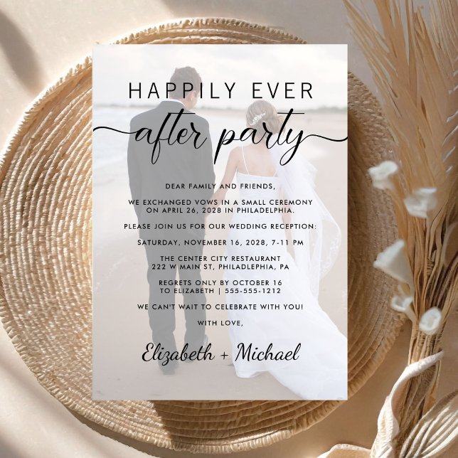 Lyckligtvis allt efter fotobröllopsmottagningen inbjudningar (From private vows to a grand happily ever after party - celebrate with family and friends)