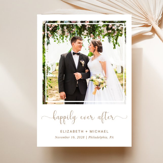 Lyckligtvis allt efter fotobröllopsmottagningen inbjudningar (A chic Happily Ever After Party Invitation to set the tone for an unforgettable event)