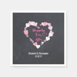 Lyckligtvis allt efter glittery Rosa Hearts Bröllo Pappersservett