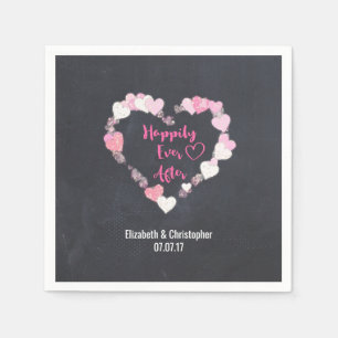 Lyckligtvis allt efter glittery Rosa Hearts Bröllo Pappersservett