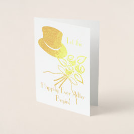 Lyckligtvis allt efter Guld/Silver Bröllop Gratule Folierat Kort