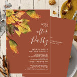 Lyckligtvis allt efter höstkolet Bröllop i Party Inbjudningar<br><div class="desc">Lyckligtvis efter Party höstas kommer Eleganten att sjunka under bröllopskorten. Söt, elegant och moderna inbjudningar till ert speciella tillfälle! Perfekt för den vackra hösthögsäsong som lugnar hösten! Mörk med vattenfärg, ljusbrun och guldfärgad gult, höstbladet löv ramar överst på firande. Din namn finns med i modernt typsnitt och omvänt kort för...</div>