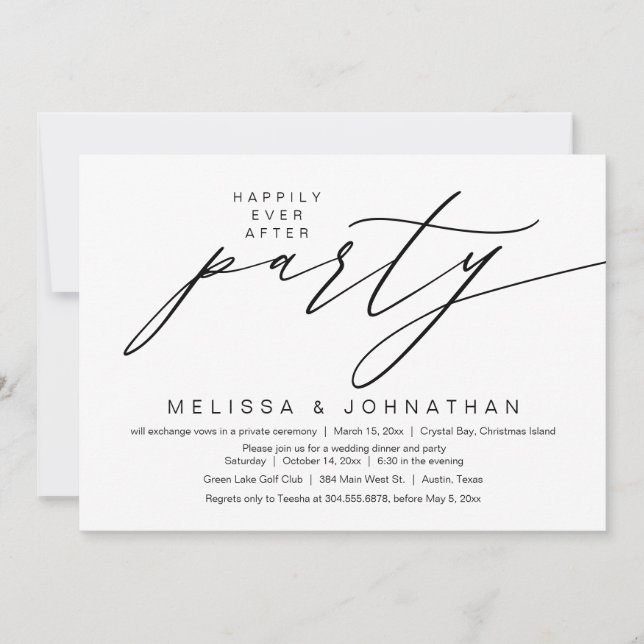 Lyckligtvis allt efter Party, Bröllop Elopement Inbjudningar (Framsida)