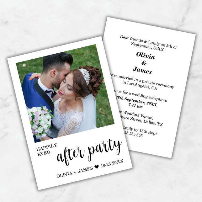 Lyckligtvis allt efter Party bröllopsfoto Inbjudningar (Happily Ever After Party Wedding Reception Photo Invitation  )