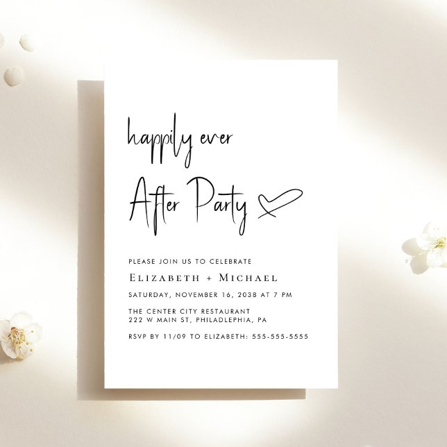 Lyckligtvis allt efter Party bröllopsmottagandet Inbjudningar (An chic Happily Ever After Party invitation for your wedding celebration)