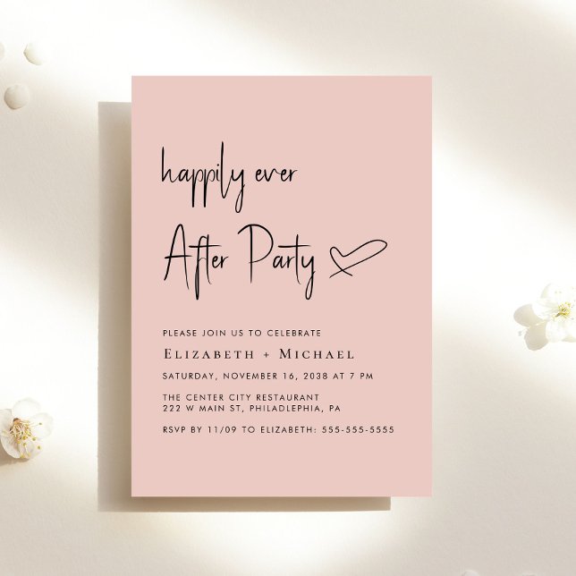 Lyckligtvis allt efter Party bröllopsmottagandet Inbjudningar (An chic Happily Ever After Party invitation for your wedding celebration)