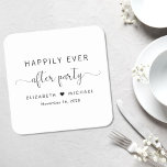 Lyckligtvis allt efter Party bröllopsmottagandet Underlägg Papper Kvadrat<br><div class="desc">Elegant papper underlägg för din bröllopsmottagning och annan firande efter bröllop med "Lyckligtvis någonsin efter Party" i enkel typografi och ett snyggt-skript,  gått med din namn ihop av ett hjärta och ditt mottagningsdatum.</div>