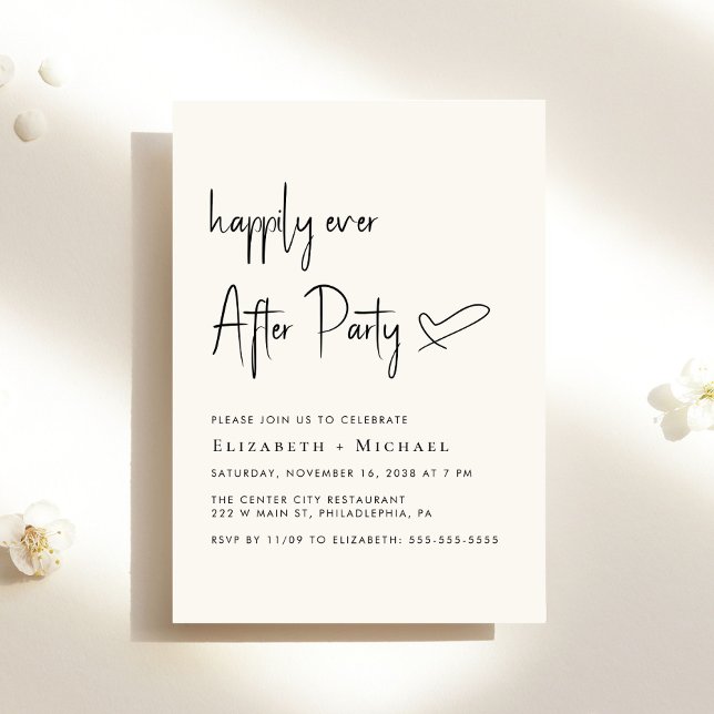 Lyckligtvis allt efter Party Cream-bröllopet Inbjudningar (An chic Happily Ever After Party invitation for your wedding celebration)