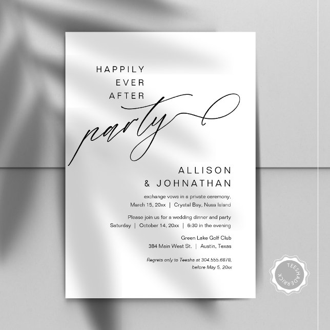 Lyckligtvis allt efter Party, det moderna Bröllop- Inbjudningar (Happily Ever After Party, Modern Minimalist Wedding Elopement Invitation, Instant Digital Download)