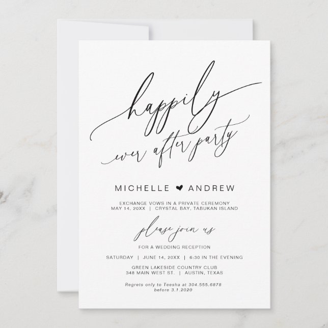 Lyckligtvis allt efter Party, Svarta, Bröllop Elop Inbjudningar (Framsida)