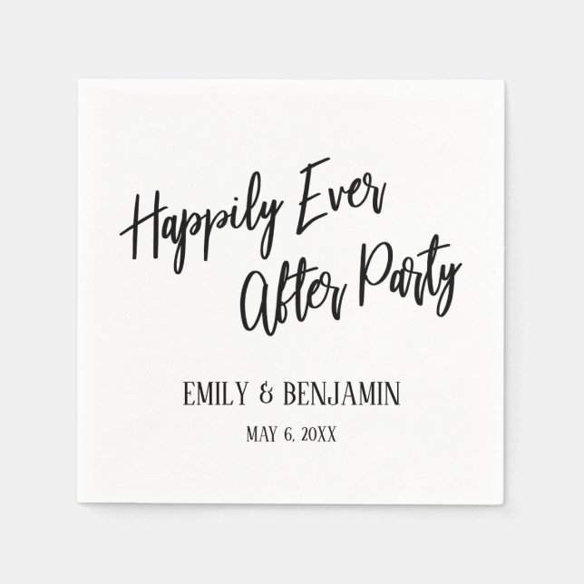 Lyckligtvis allt efter Party Typography White Pappersservett (Framsidan)