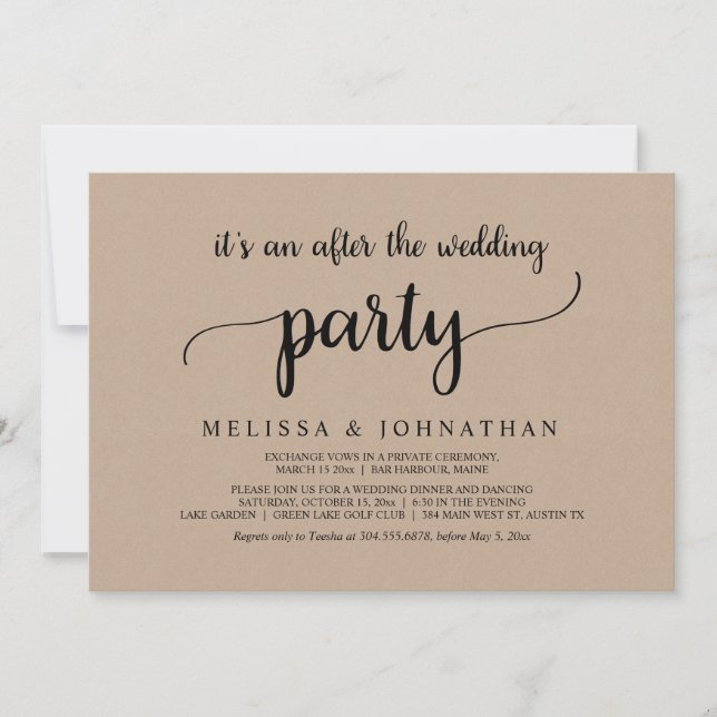 Lyckligtvis allt efter Rustic Bröllop Elopement Pa Inbjudningar (Framsida)