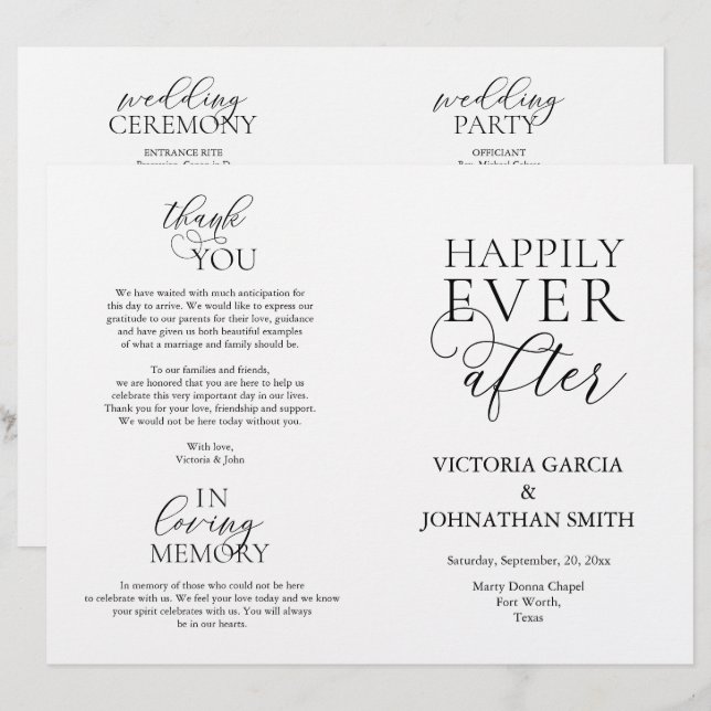 Lyckligtvis alltid, Bröllop Ceremony Folable (Fram/baksida)