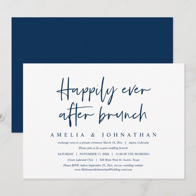 Lyckligtvis alltid efter, Bröllop Elopement Brunch Inbjudningar (Fram/baksida)