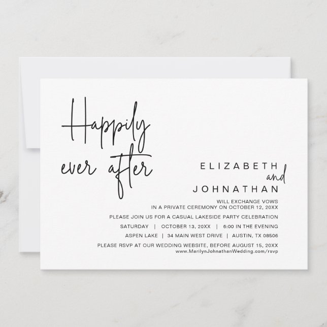 Lyckligtvis alltid efter, Bröllop Elopement Party Inbjudningar (Framsida)