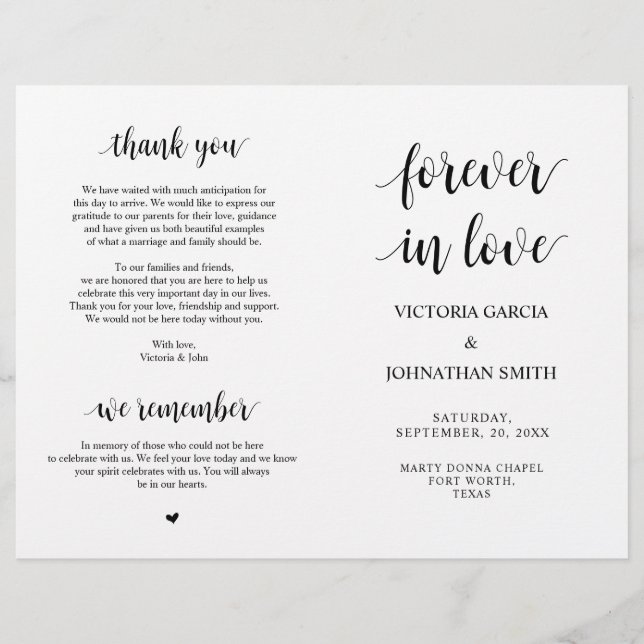 Lyckligtvis alltid efter, Ceremony Folable Program (Framsida)