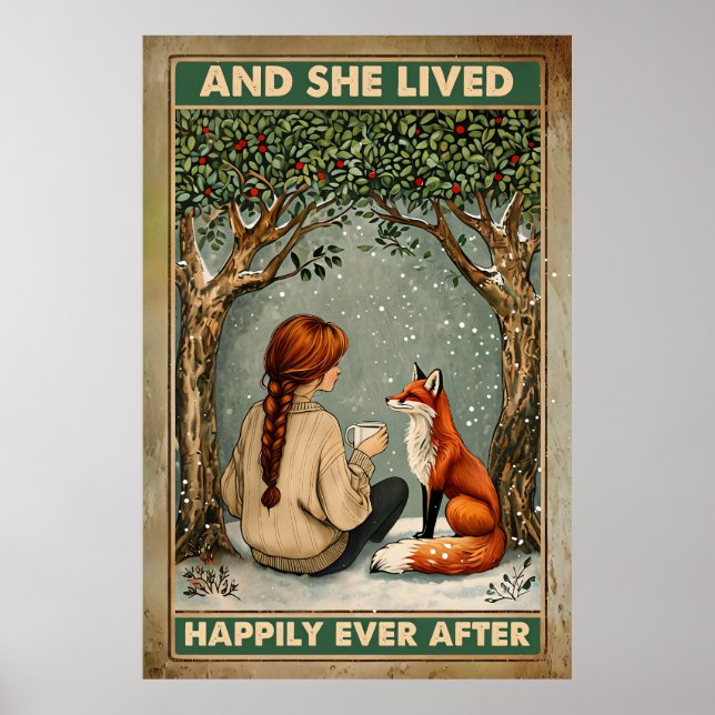 Lyckligtvis alltid efter-Girl och Fox under Snowy  Poster (Framsidan)