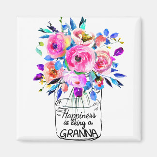 Lyckligtvis att vara Granna Fullt-blomma Magnet
