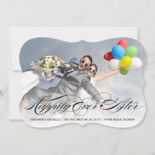 Lyckligtvis efter Black Calligraphy Photo Bröllop Meddelande