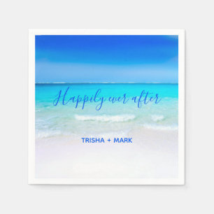 Lyckligtvis efter Blue Paradise Beach Wedding Pappersservett