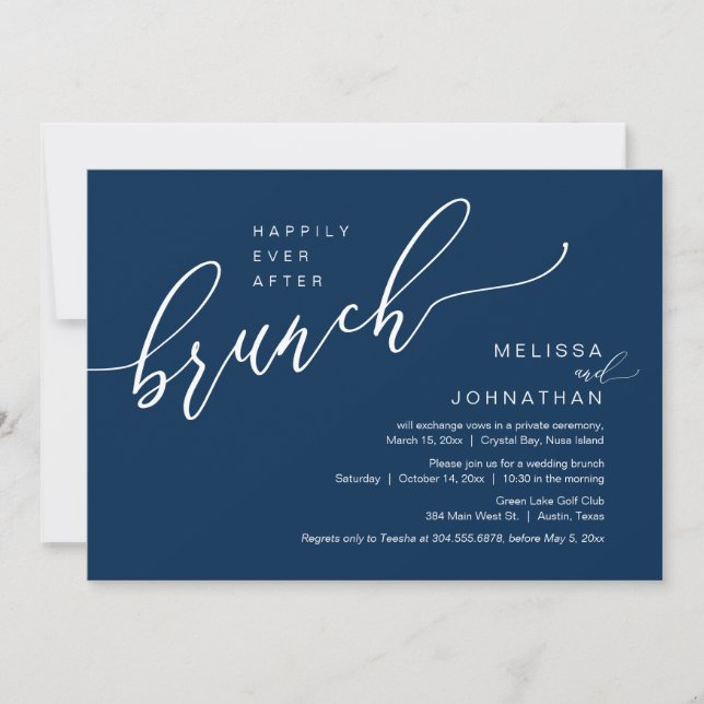 Lyckligtvis efter Bröllop Elopement Brunch Inbjudningar (Framsida)
