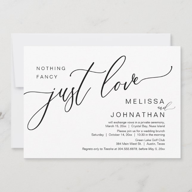 Lyckligtvis efter Bröllop Elopement Brunch Inbjudningar (Framsida)