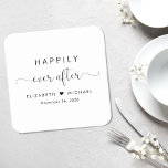 Lyckligtvis efter Bröllop Underlägg Papper Kvadrat<br><div class="desc">Elegant papper underlägg för din bröllopsmottagning,  repetitionsmiddag,  förlovningsfest och annat bröllop firande med "Lyckligtvis alltid efter" i enkel typografi och ett snyggt-skript,  din namn gicks med ihop av ett hjärta och ditt mottagningsdatum.</div>
