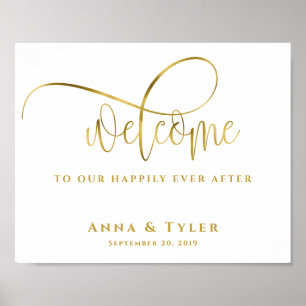 Lyckligtvis efter Bröllop välkomstskylt Poster