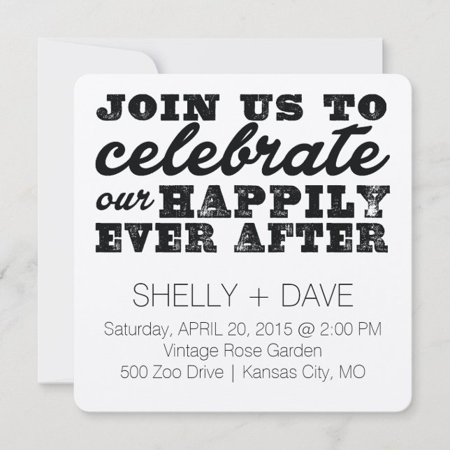 Lyckligtvis efter bröllopsinbjudan inbjudningar (Framsida)