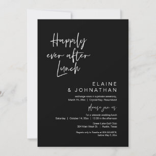 Lyckligtvis efter Brunch, Elopement Classy Black Inbjudningar