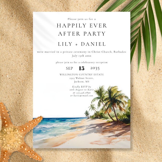 Lyckligtvis efter det tropiska Beach-bröllopet Inbjudningar (Happily Ever After Tropical Beach Wedding Invitation)