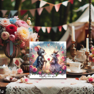 Lyckligtvis efter Fairytale Mouse Kärlek Valentine Julkort