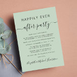 Lyckligtvis efter Gröntens bröllopsmottagning Inbjudningar<br><div class="desc">Sage grönt elopement eller lilla bröllop-annonsering och bröllopsmottagning eller inbjudan till firande-fest. "Som tur är allt efter Party" skrivs i enkel typografi och ett skript med contemporary med dekorationer. Anpassa din aviserings- och mottagningsinbjudan till giftermål och lägg till namn i ett namnteckning skript. Den omvända sidan har ditt första datum...</div>