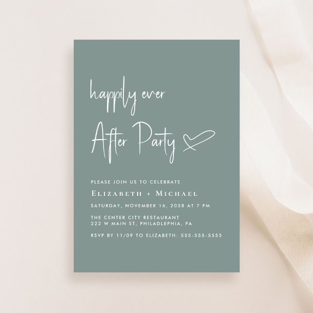 Lyckligtvis efter Gröntens bröllopsmottagning Inbjudningar (An chic Happily Ever After Party invitation for your wedding celebration)