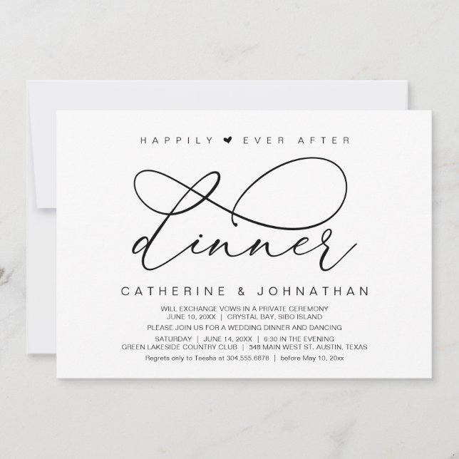 Lyckligtvis efter middagen, Modern Romantic Party Inbjudningar (Framsida)