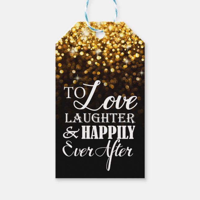Lyckligtvis efter Monogram Hollywood Glam Bröllop Presentetikett (Framsidan)
