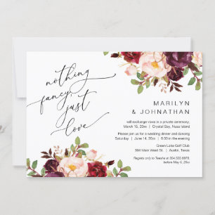 Lyckligtvis efter Party, Elopement, Burgundy Inbjudningar