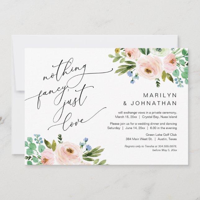 Lyckligtvis efter Party, Elopement, Greenery Inbjudningar (Framsida)