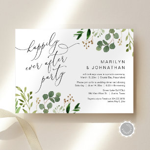 Lyckligtvis efter Party, Elopement, Greenery Inbjudningar