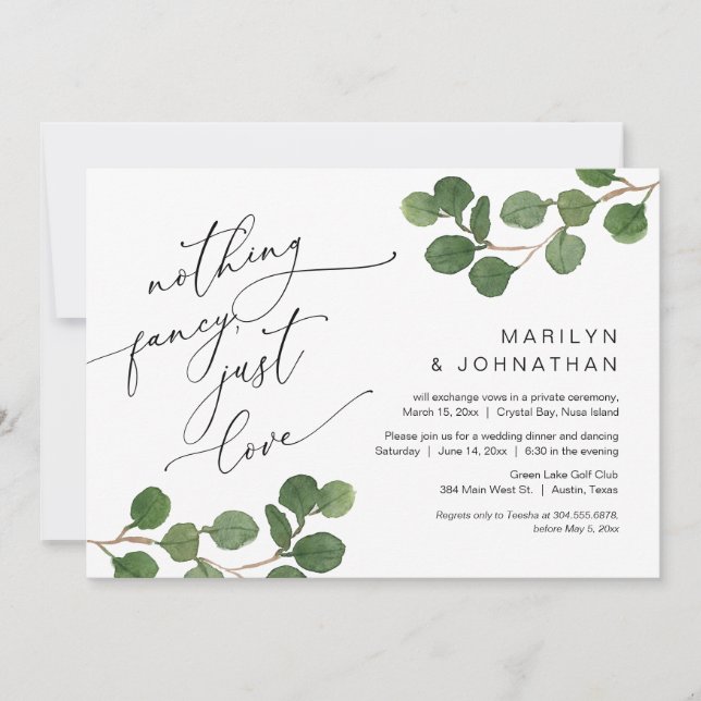 Lyckligtvis efter Party, Elopement, Greenery Inbjudningar (Framsida)