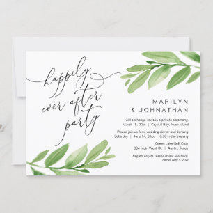 Lyckligtvis efter Party, Elopement, Greenery Inbjudningar