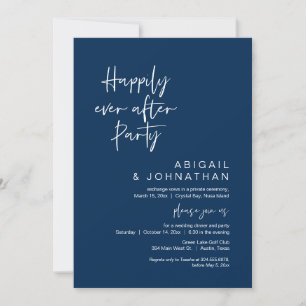 Lyckligtvis efter Party, Elopement, marinblått Inbjudningar