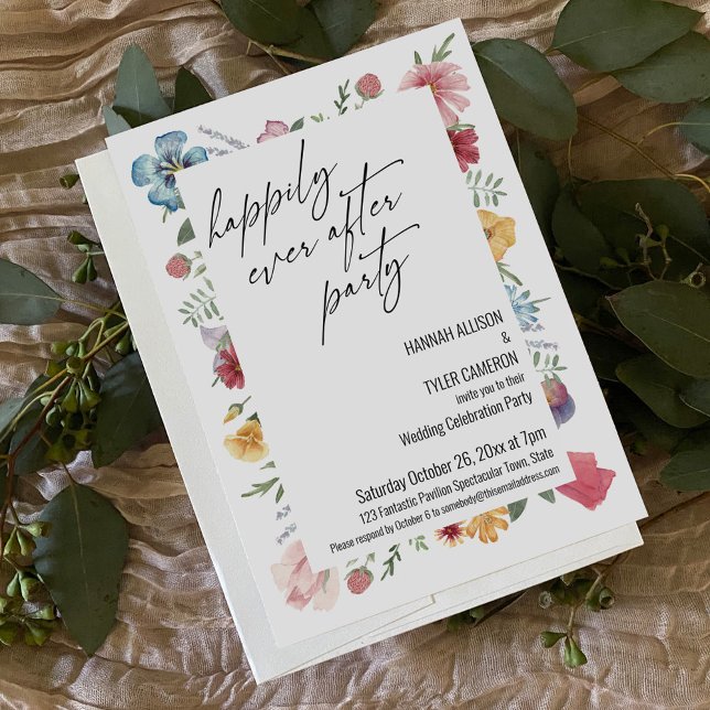 Lyckligtvis efter Party Wildblomstermottagningen Inbjudningar (Skapare uppladdad)